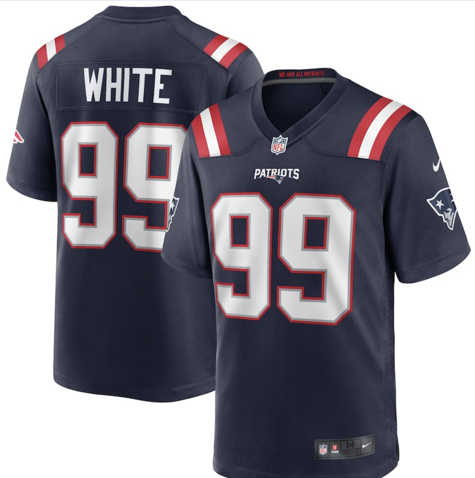 Youth New England Patriots 99 white Nike Navy Home Game Player NFL Jersey